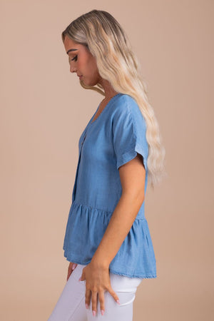 Women's Blue Cute and Comfortable Boutique Top