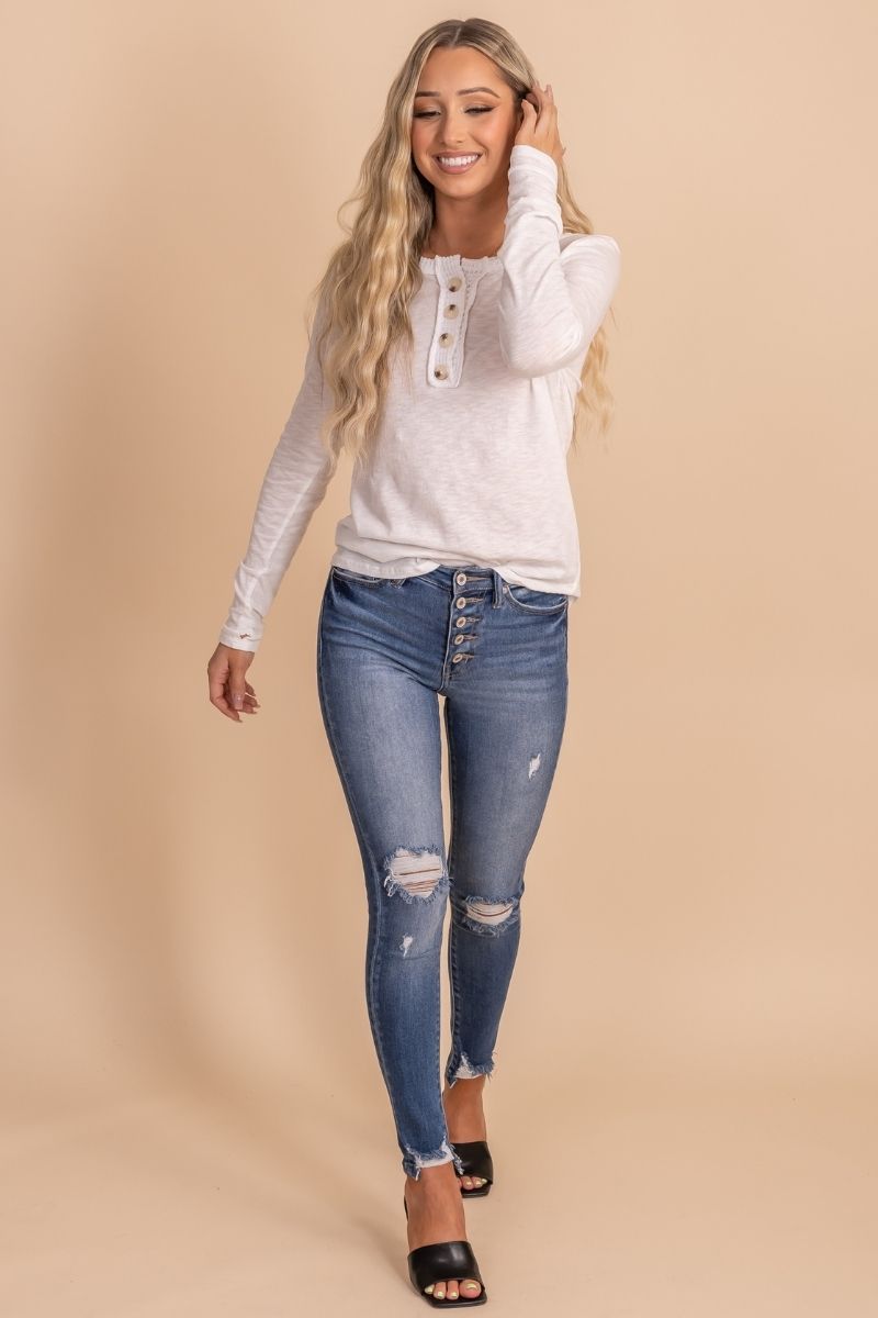 White Cute and Comfortable Boutique Tops