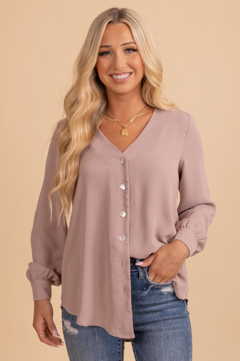 Light Brown High Quality Boutique Blouses for Women