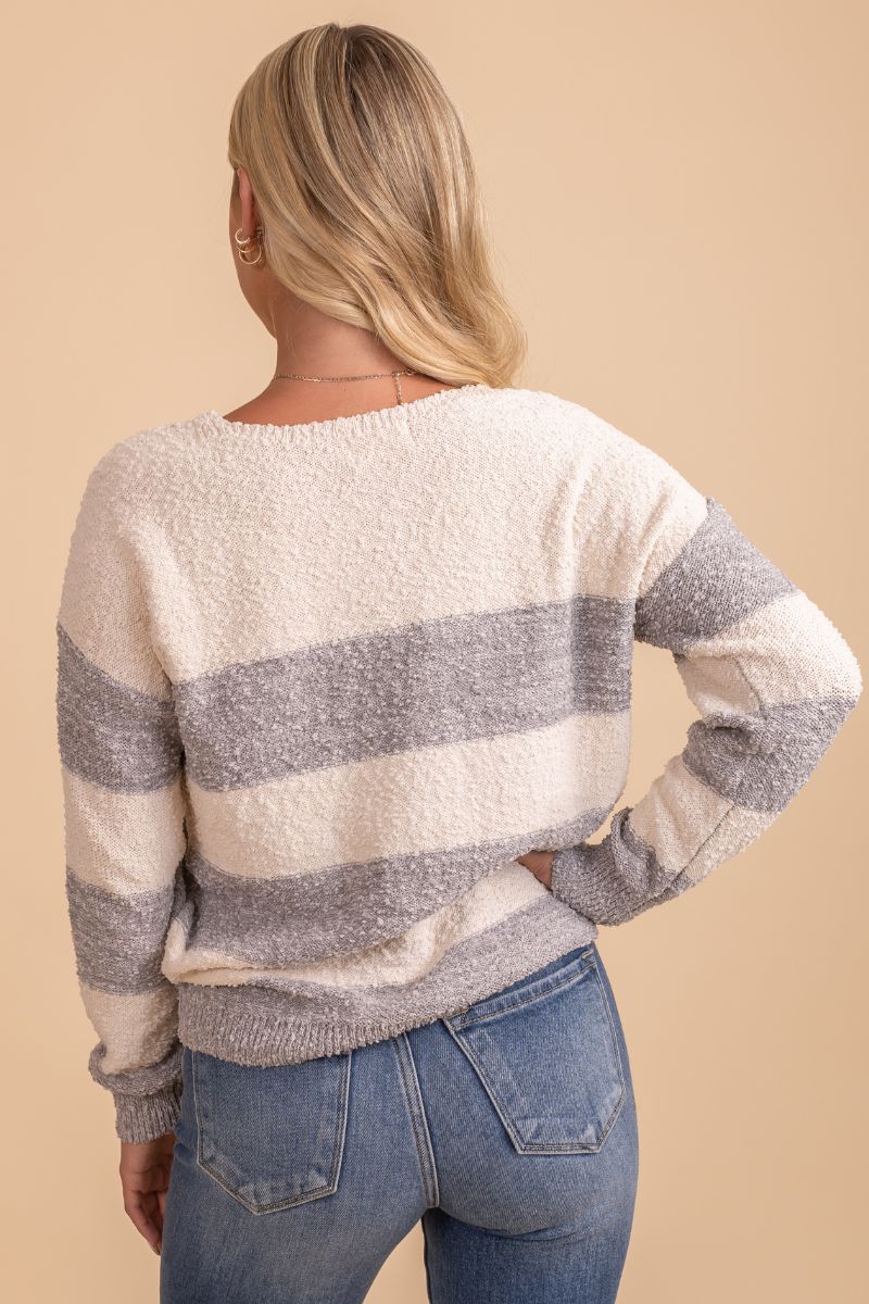 Cozy Retreat Striped V-Neck Sweater