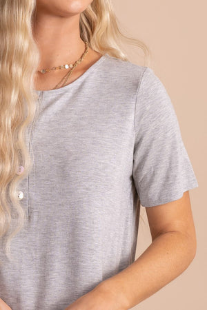 Women's Gray Comfortable Boutique Tops