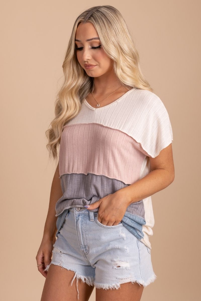 Women's Light Blue Cute and Comfortable Boutique Top