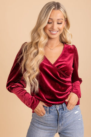 Dark Red High-Quality Boutique Tops for Women