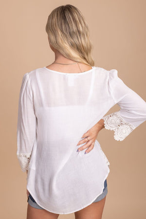 Women's White Pleated Boutique Top