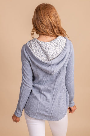 Women's Light Blue Long Length Boutique Sweater