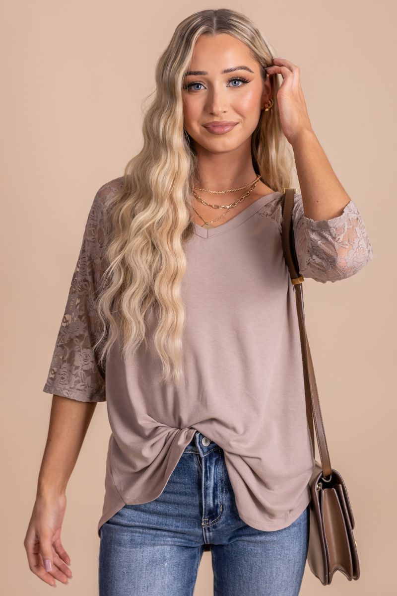 Long Afternoon Lace Sleeve Top