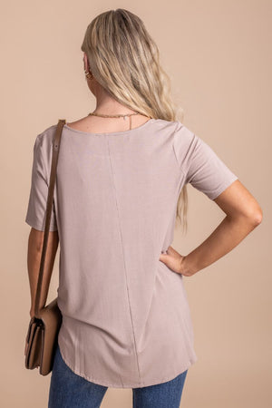 Women's Light Brown Stretchy Boutique Top