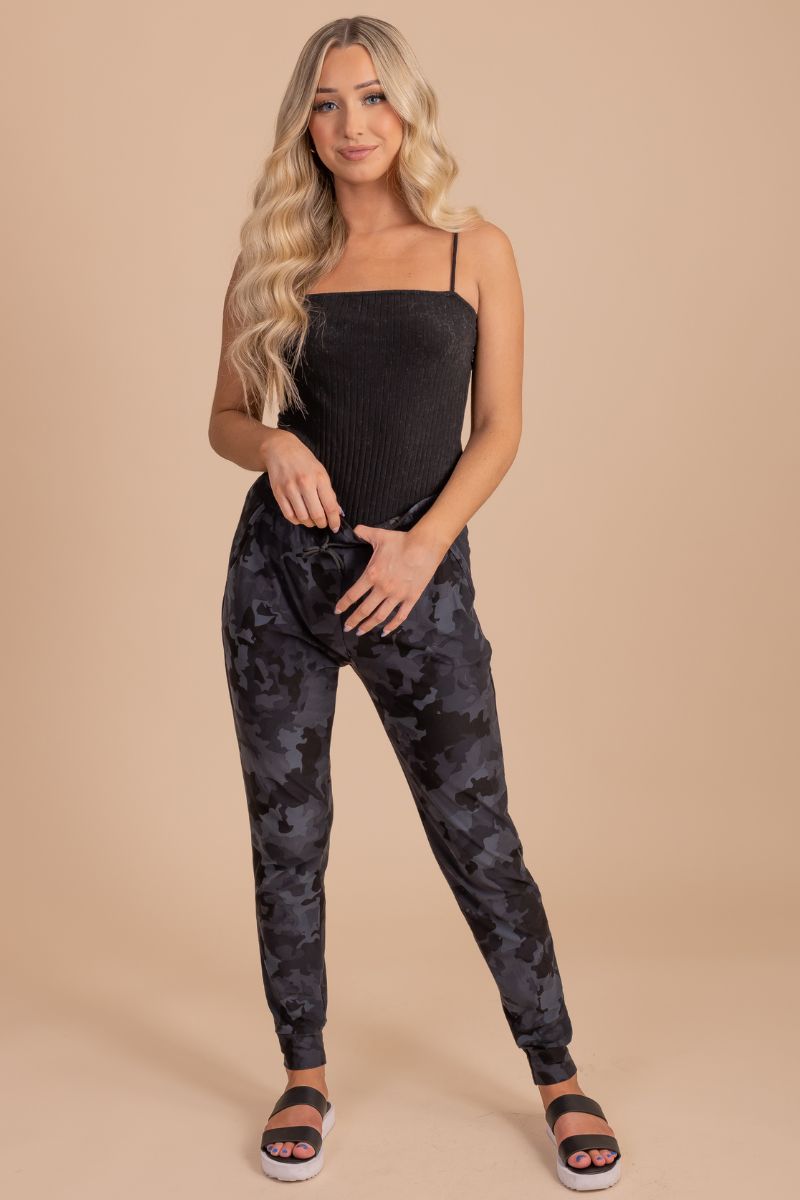 Relaxed Fit Active Camo Joggers - Black