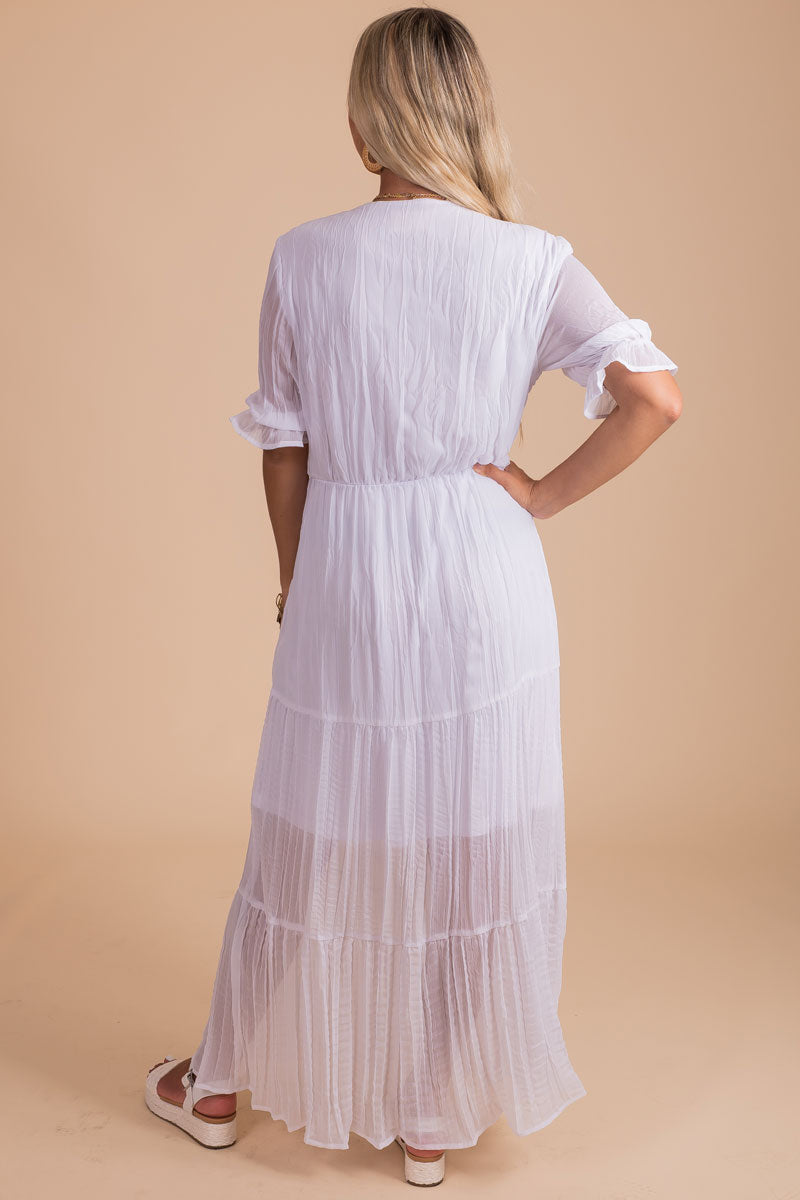 women's boutique long length white maxi dress