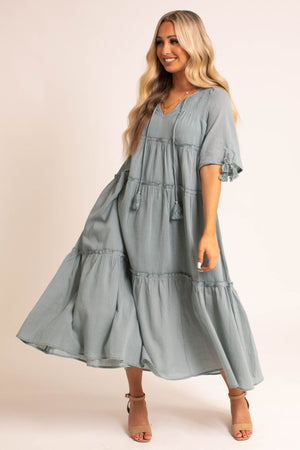 Bohemian Dress in Sage Green