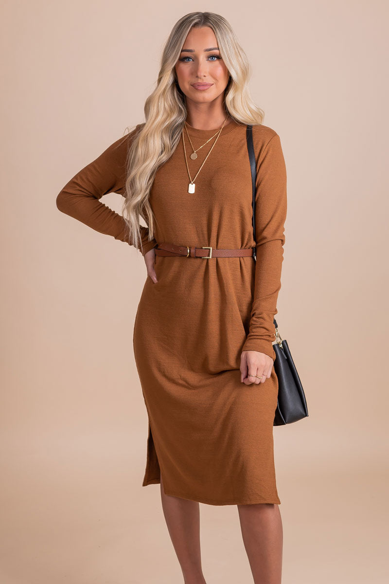 boutique brown sweater dress