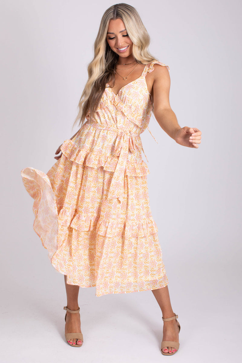 Perpetual Bliss Floral Maxi Dress - Yellow