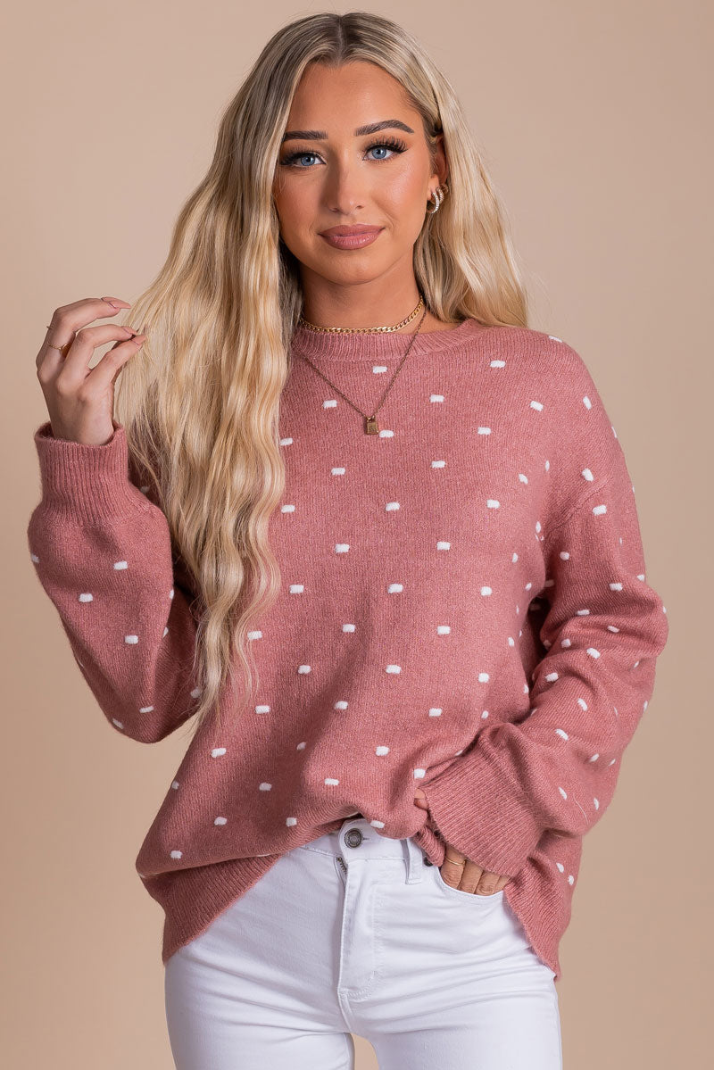 Stay Sweet Dotted Knit Sweater