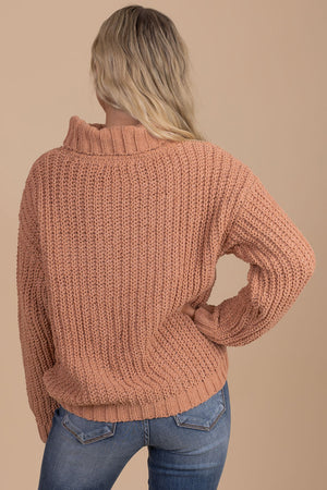 boutique women's orange knit sweater 