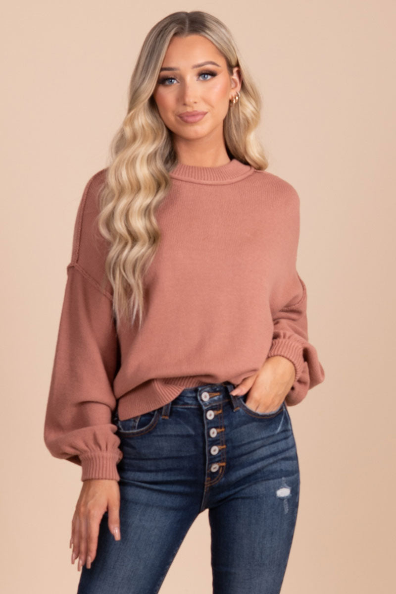 boutique women's light pink sweater