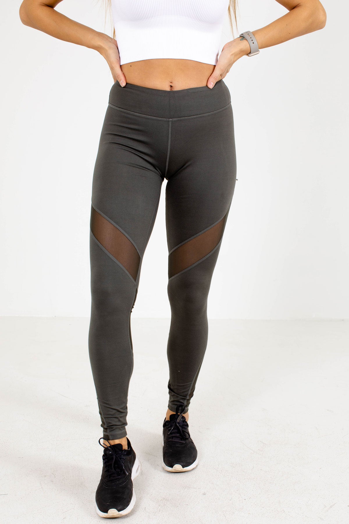 medium black Zyia Active leggings with mesh on - Depop