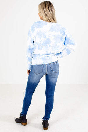 women's tie dye boutique blue pullover