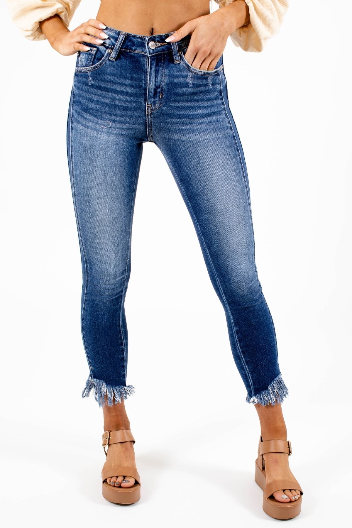 Kancan frayed store ankle jeans