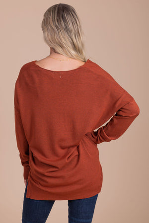 red oversized long sleeve top