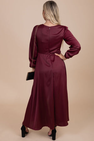 women's red boutique long sleeve maxi dress