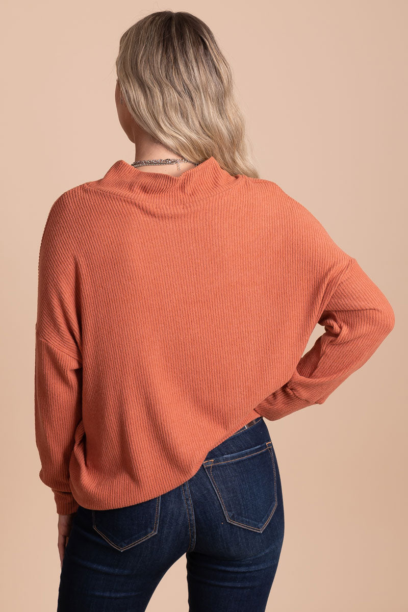slouch turtle neck fit ribbed sweater