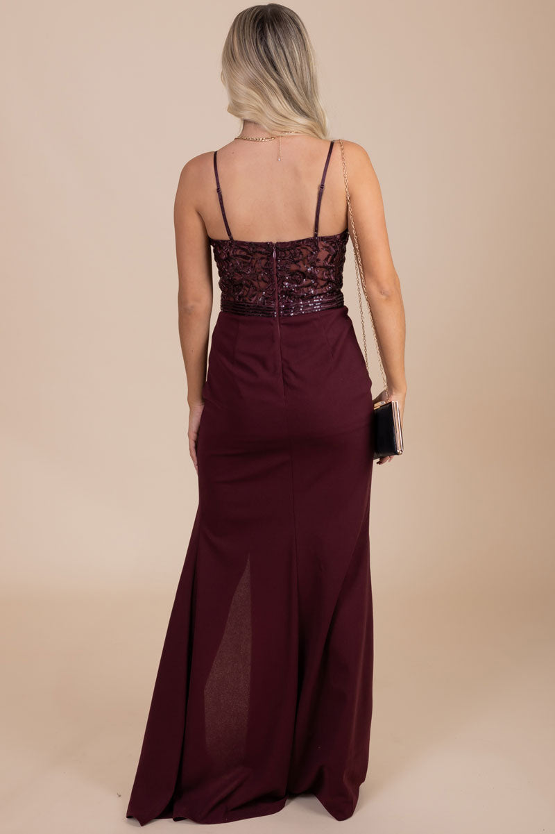 women's dark purple formal maxi dress