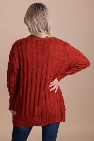red boutique fall cardigan