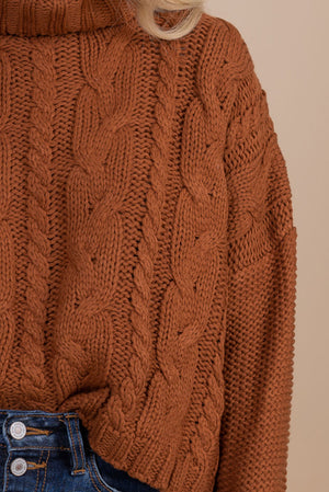 winter cable knit turtleneck sweater