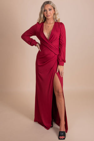 women's red maxi dress