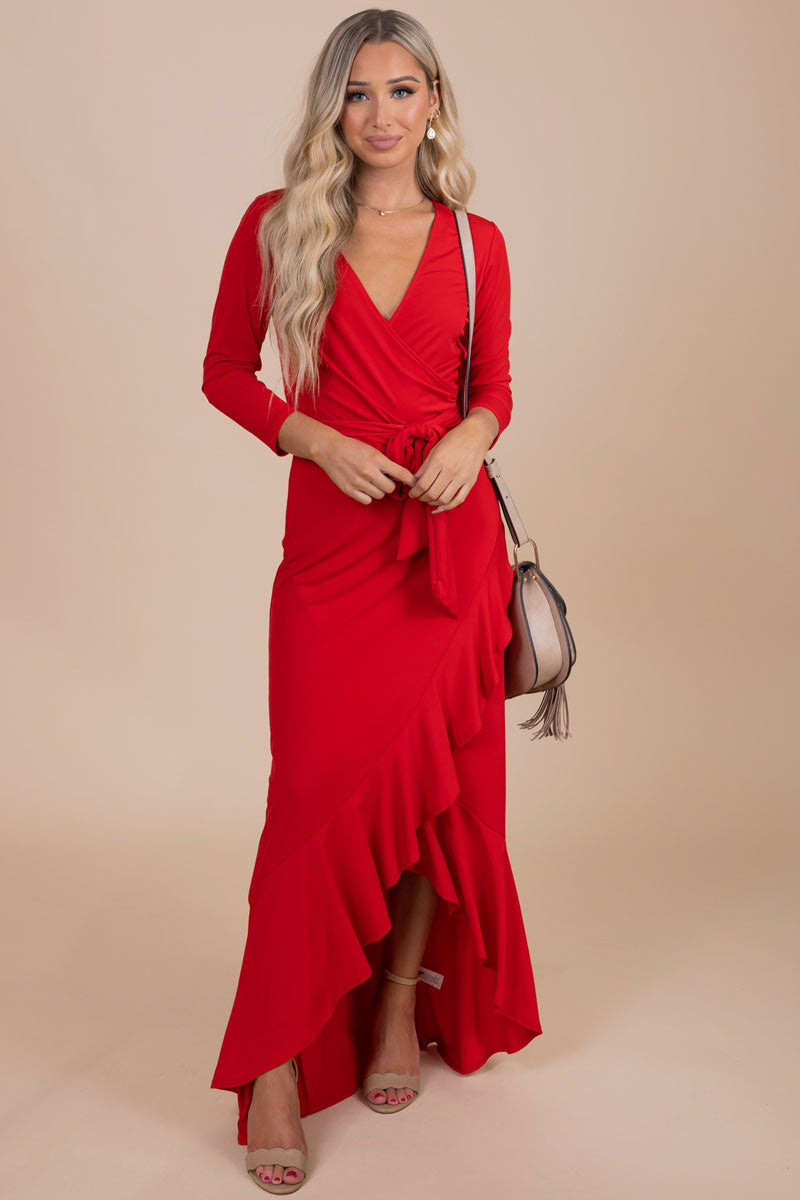 women's red special occasion dress