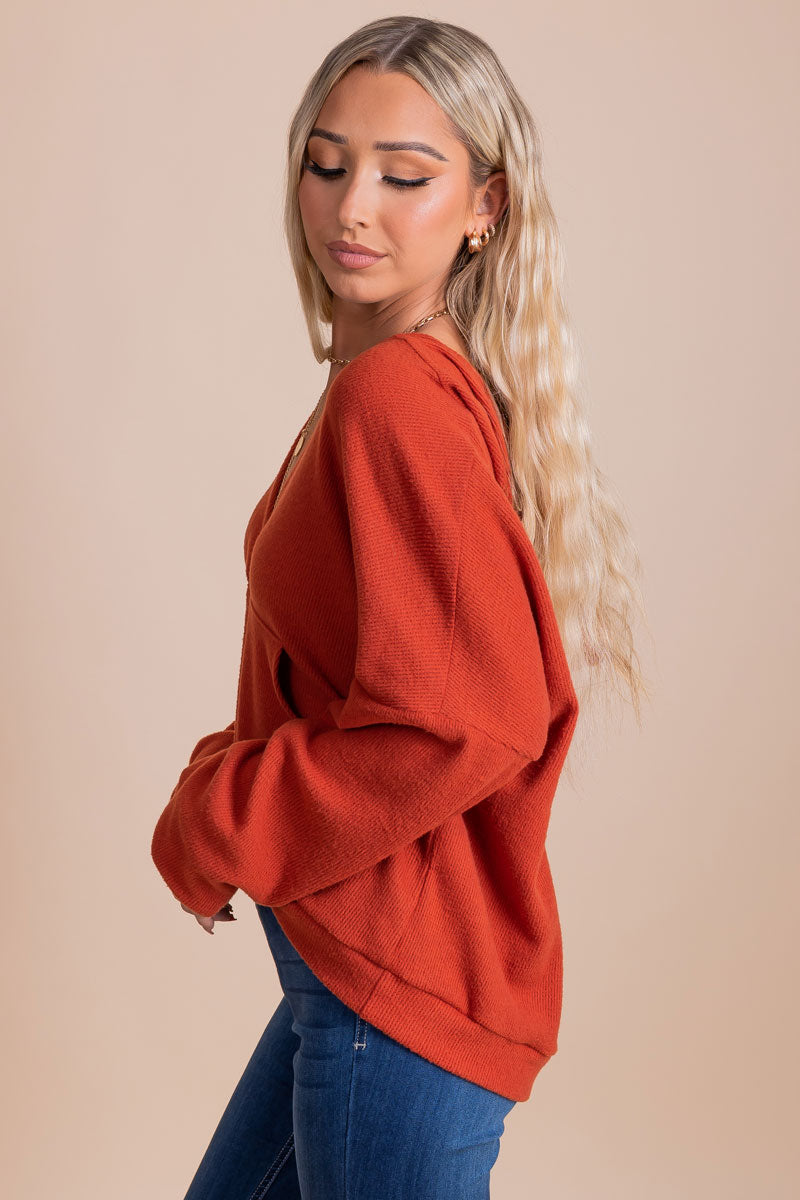 boutique red hooded sweater
