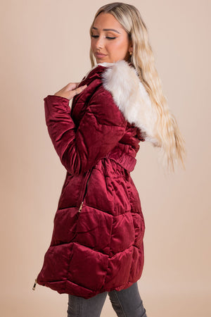 women's boutique red heavy winter coat