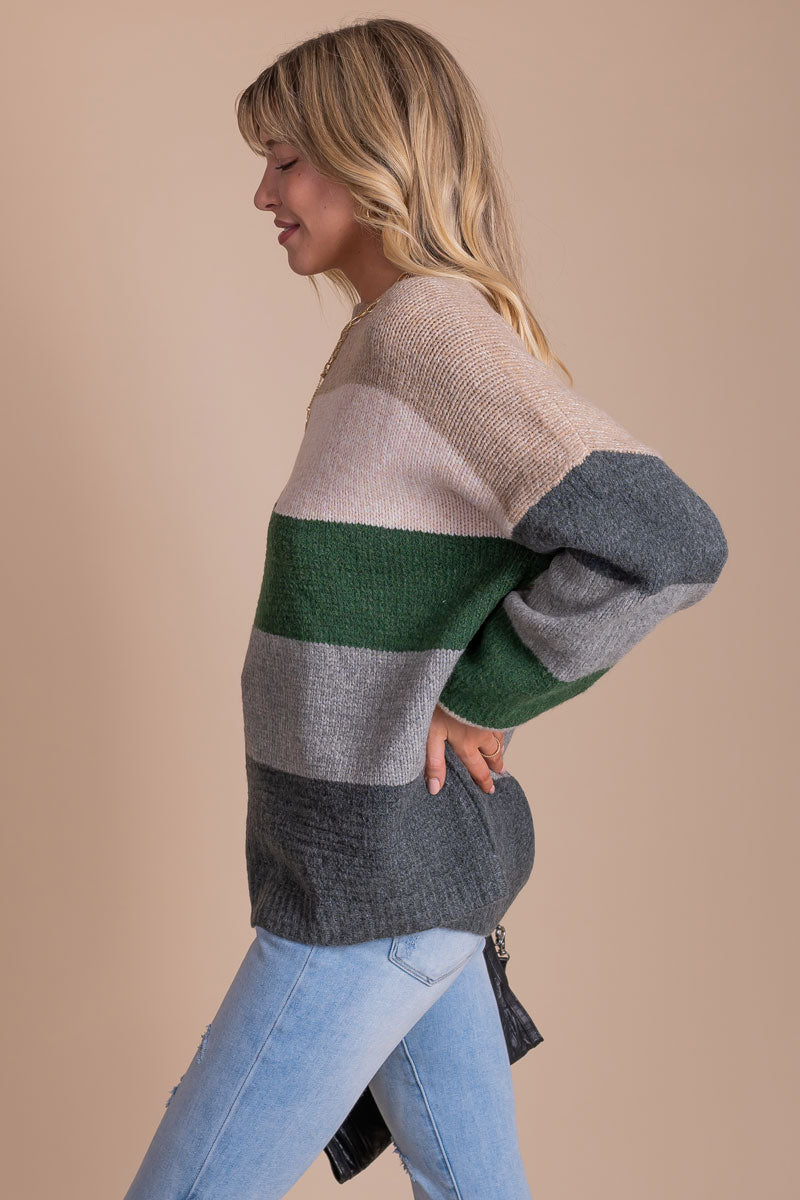 women's striped fall sweater