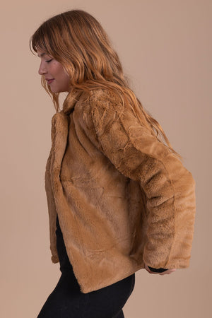 boutique women's light brown fur coat