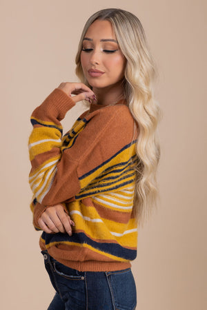 Fall sweater with striped details
