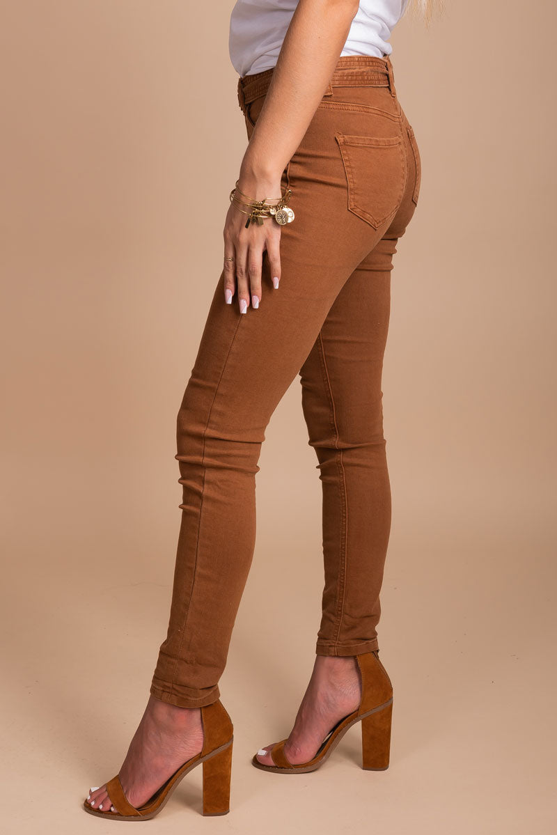 affordable women's rust brown jeans for fall