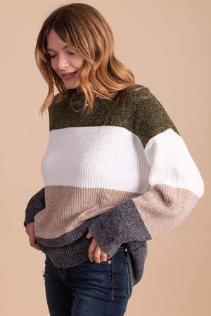 women's green knit sweater
