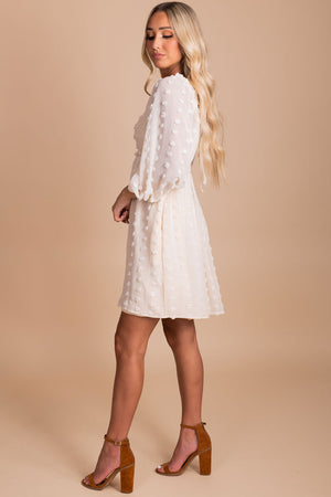 Ruched White Mini Dress for Women