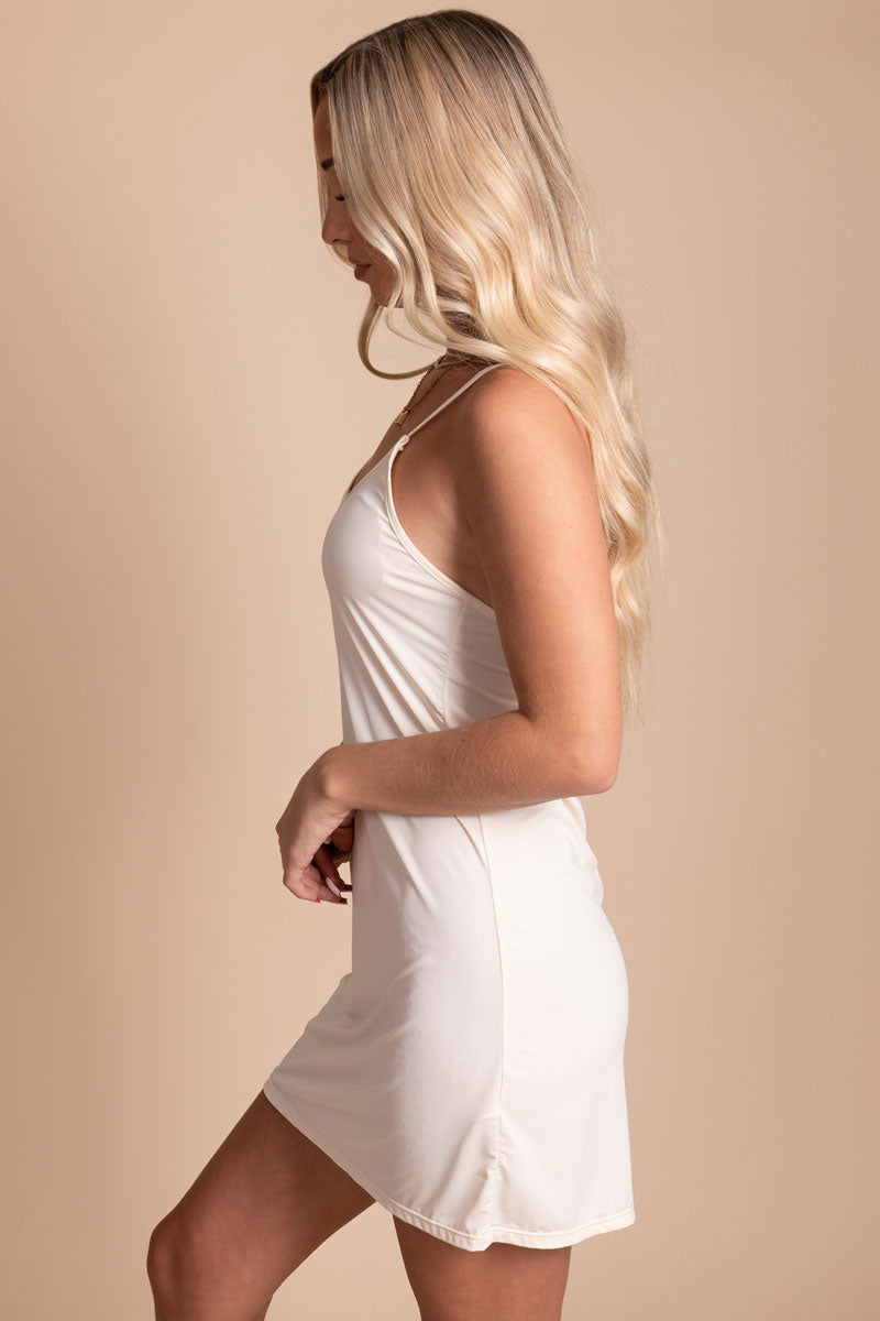 boutique women's white slip dress