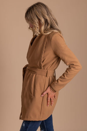 women's tie waist blazer coat for cold weather