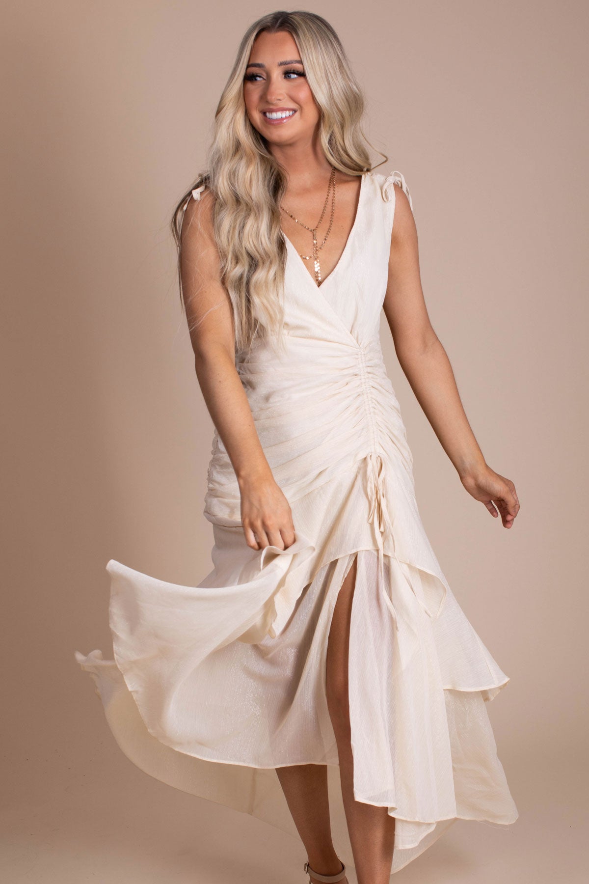 White high 2024 low wrap dress