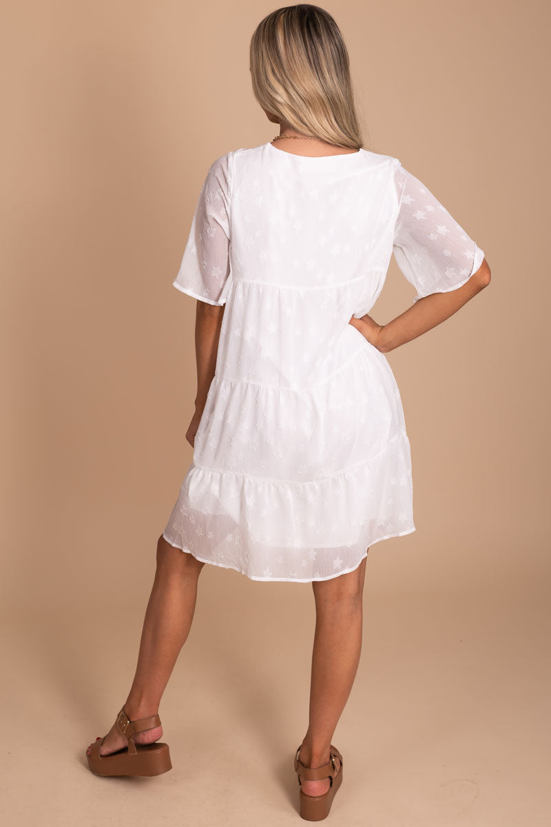 women's white tiered mini dress
