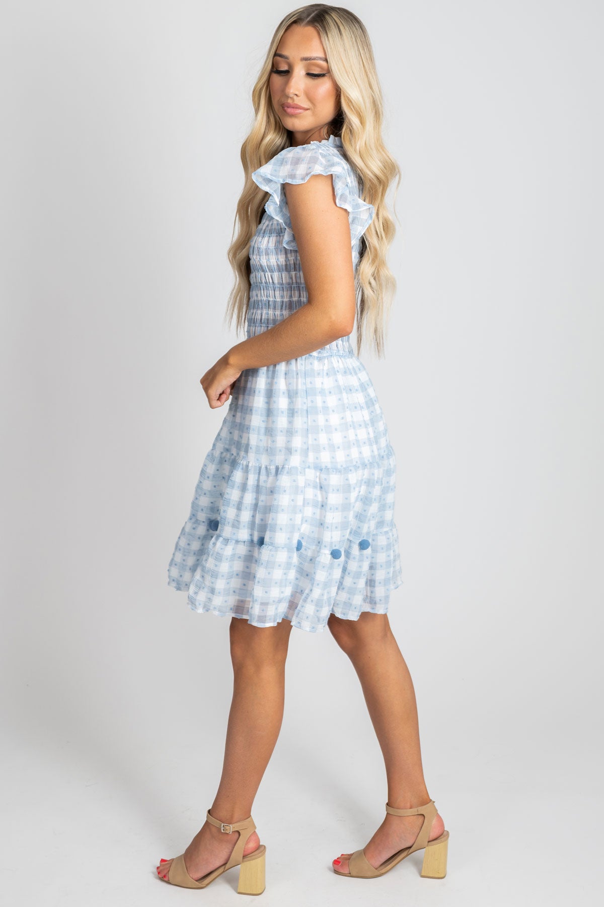 Women's Boutique Blue Plaid Mini Dress for Summer