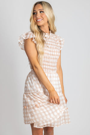 Boutique Women's Pink Gingham Mini Dress For Summer