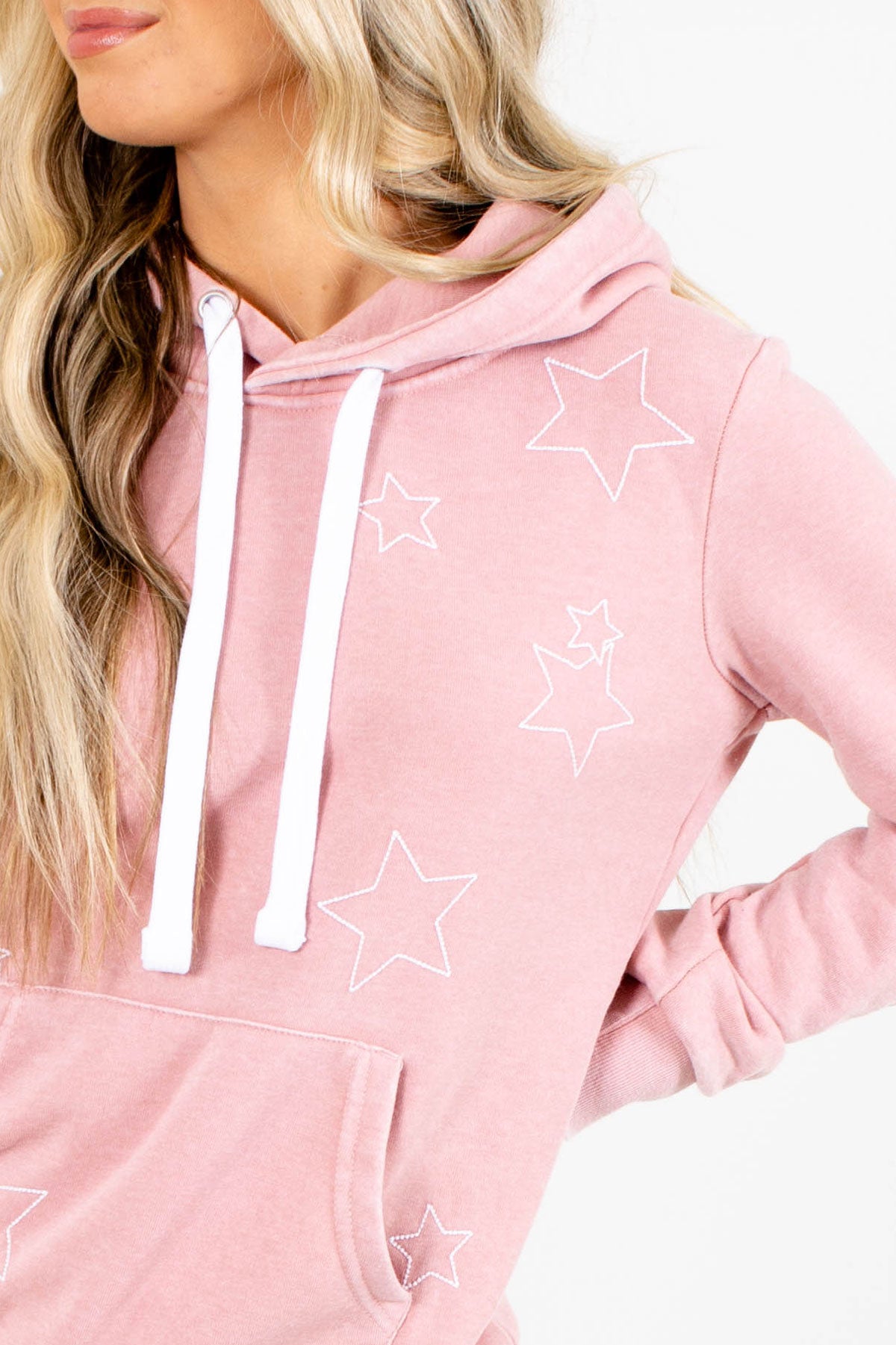 women's yellow hoodie with star pattern