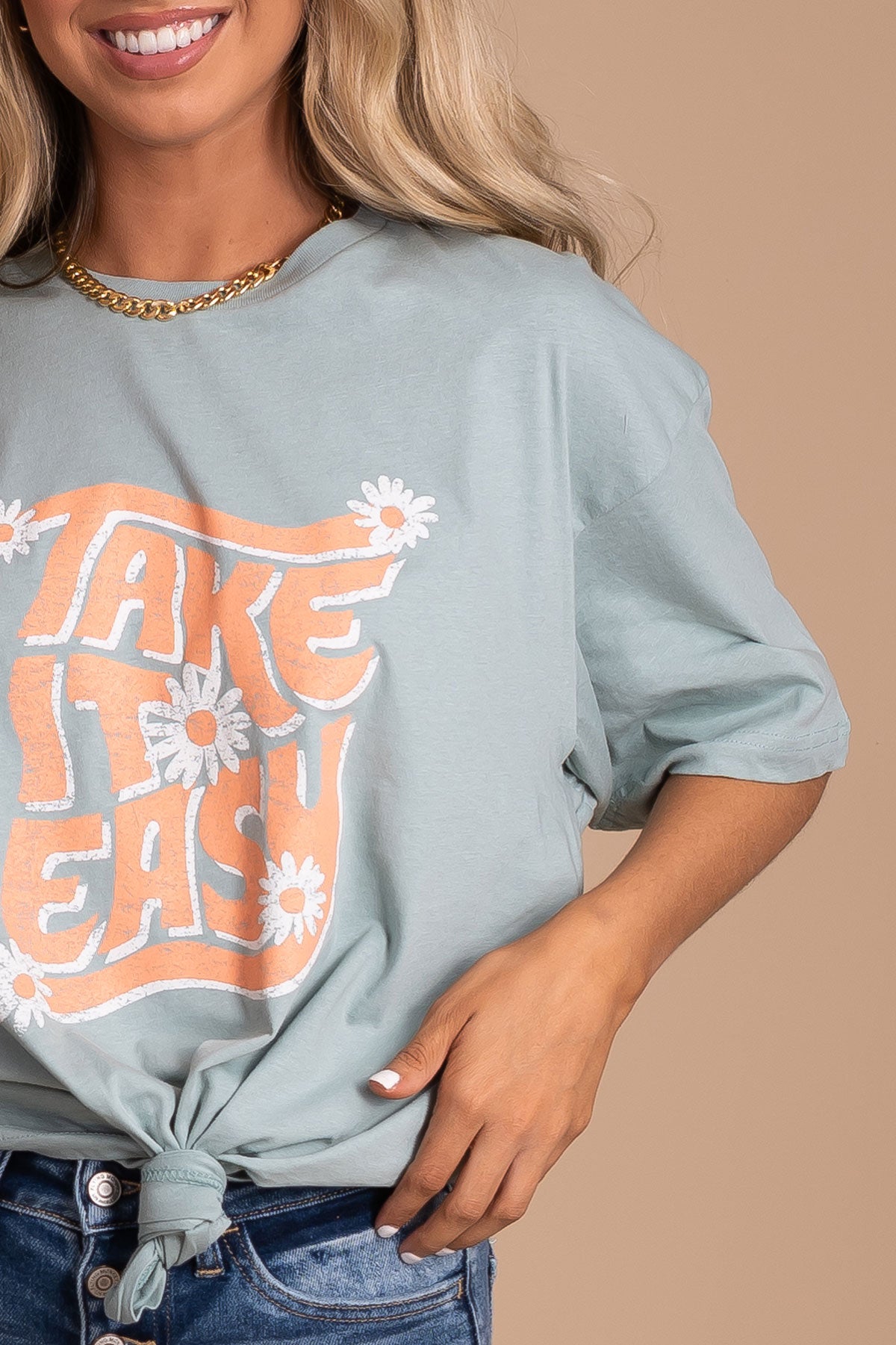 Take It Easy Floral Graphic Tee - Green