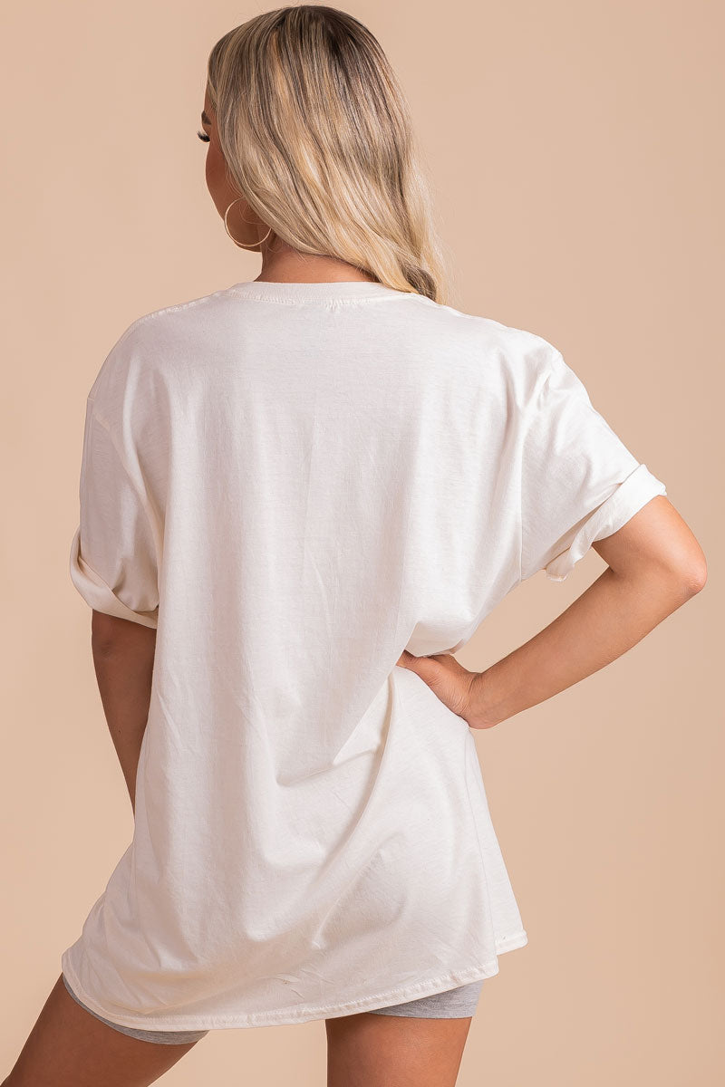boutique oversized neutral graphic tee