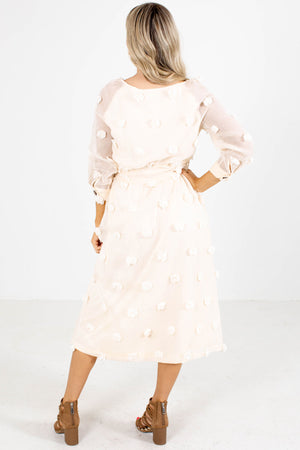 Cream Colored Button Up Midi Dress for Women