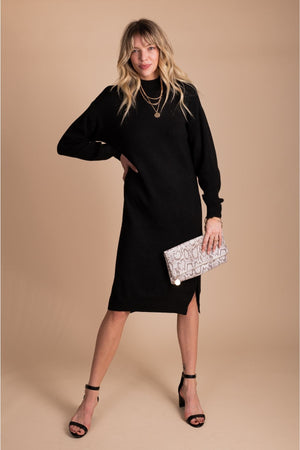 boutique women's black sweater dress