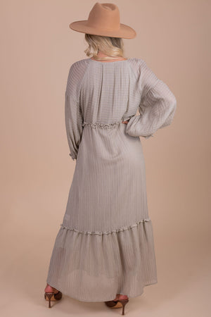 taupe long sleeve maxi dress